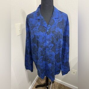 Robert Graham Mens Blue‎ Paisley Pajama Shirt Button Up- Size XL